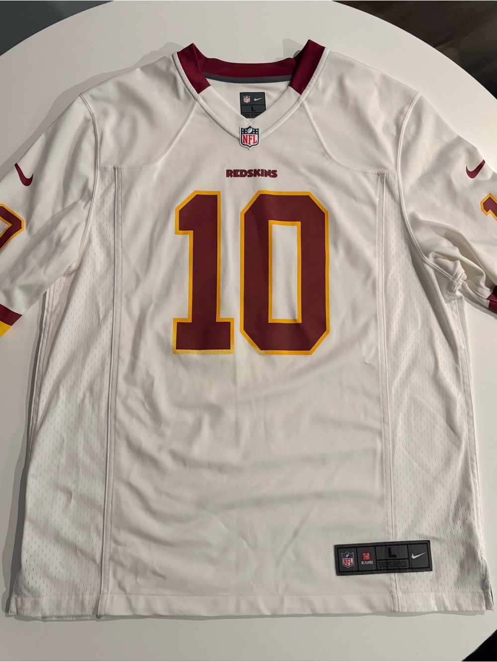 NFL White Redskins #10 Jersey with Burgundy and Gold Trim